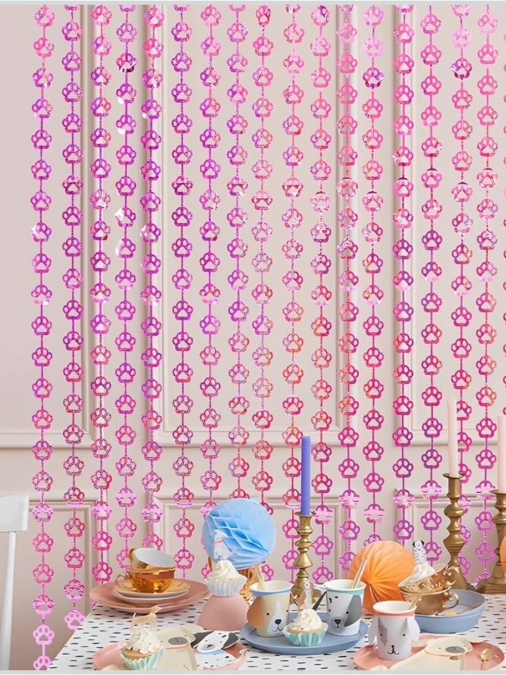 Pink Dog Birthday Supplies with Foil Curtains, balloons, Banner NWT - Picture 8 of 11